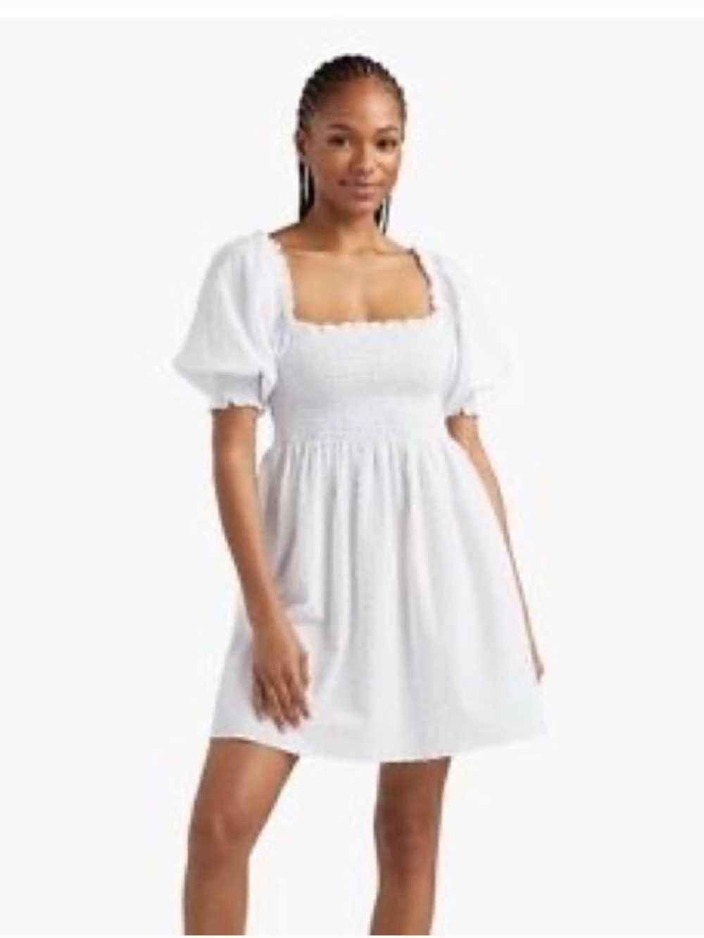 J crew white puff sleeve linen mini dress